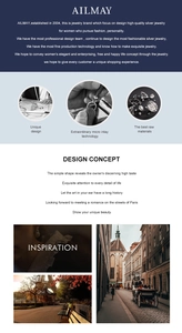Detail showing AILMAY jewelry brand story and expert micro-inlay ring craftsmanship