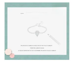 Sketch of an s925 silver pear-shaped gemstone chain ring with delicate design details