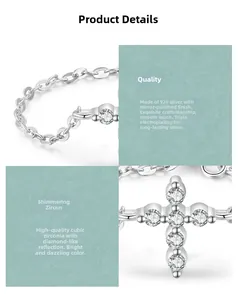 Detail of s925 silver cross ring with cubic zirconia stones and mirror polished finish