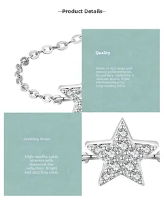 Detail of s925 silver star ring with cubic zirconia inlay and mirror polished finish