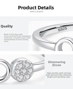Detailed macro view of S925 sterling silver ring with micro-set cubic zirconia stones