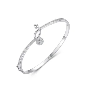 925 Sterling Silver Bangle For Women Twisted Mobius Loop Inlaid Rhinestone Silver Bracelet Minimalist Elegant Jewelry Gift