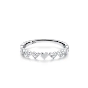 Anello a Cuore in Argento Sterling 925 per Donna Elegante Zirconia Pave Anello a Fascia a Cuore Gioielli Minimalisti Regalo