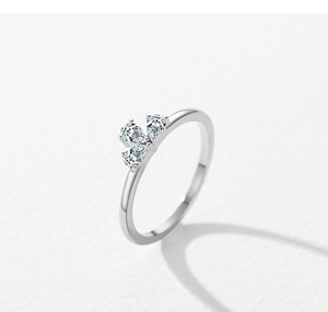 Detail of 925 sterling silver ring featuring three teardrop cubic zirconia stones