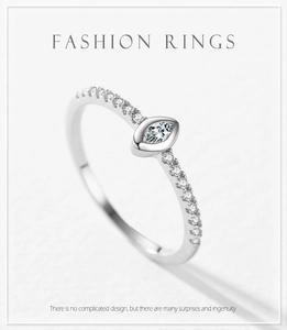 Macro detail of marquise cut cubic zirconia stone and pavé setting on s925 silver ring