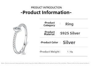 Detail showing S925 sterling silver ring with marquise zircon and weight specifications