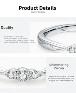 Detailed macro view of S925 sterling silver ring with cubic zirconia inlay and wave texture