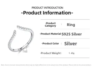 Macro detail of wave-shaped S925 sterling silver ring with pavé-set zircons and S925 stamp
