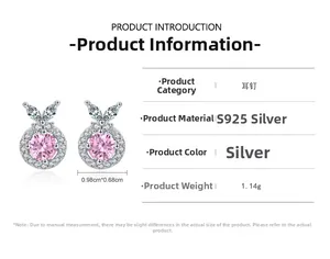 Gros plan des boucles d'oreilles en argent S925 avec zircons roses et blancs