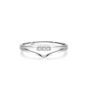 925 Sterlingsilber Möbius Ring Für Damen Minimalistisch V-Form Doppelstöckig 3 Strass Mikro Eingelegt Stapelbar Mode Ring Schmuck