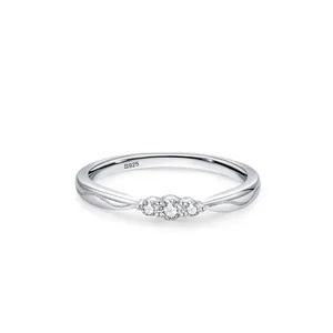 Minimalist 925 Sterling Silver Zirconia Ring For Women Elegant Stackable Micro Inlaid Geometric Finger Ring Jewelry Commuter Accessory