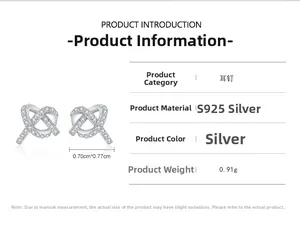 Detailed size specifications of S925 sterling silver pave heart stud earrings