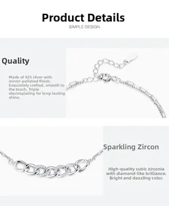 Detail of s925 silver double layer chain bracelet with cubic zirconia and clasp