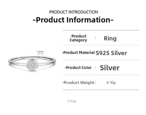 Detail view of S925 sterling silver ring showing 1.2mm band width and 0.92g weight