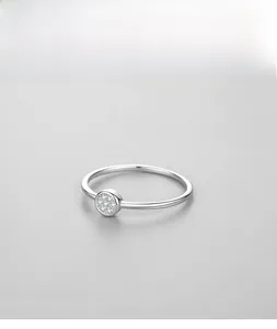 Detailed macro shot of an S925 sterling silver ring with micro-pave round zircon setting