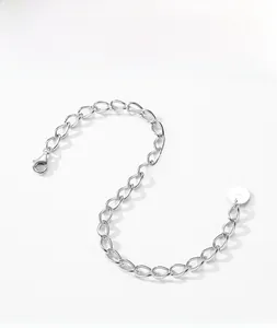 Detailansicht der S925 Sterlingsilber Gliederkette mit Karabinerverschluss für Damen