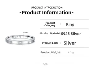 Detailed view of S925 sterling silver band ring with 2.3mm width and 1.71g weight
