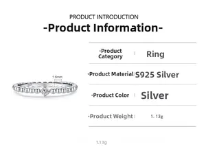 Detailed specs of s925 silver beaded ring with micro-pave zircon weighing 1.13g
