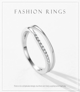 Detailed macro of S925 sterling silver double-layer ring with sparkling pave zirconia stones