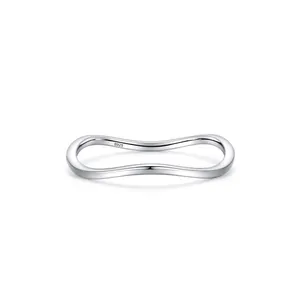 Bague Vague en Argent Sterling 925 Minimaliste pour Femmes Bague Empilable Géométrique Bague d'Index Bijoux de Mode Simples
