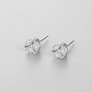 Orecchini a lobo geometrici in argento S925 con pietre scintillanti taglio marquise
