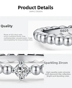 Macro detail of S925 sterling silver ring with micro-set cubic zirconia and mirror polish