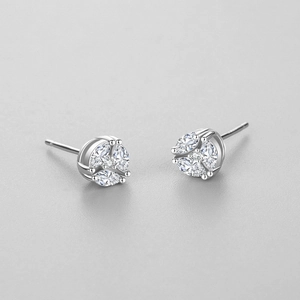 Eleganti orecchini geometrici in argento sterling S925 con cristalli di zirconia a forma di foglia