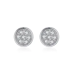 Minimalistische 925 Sterlingsilber Runde Mikroeinlage Ohrstecker Für Damen Kleine Zirkonia Geometrische Mode Täglich Schmuck Geschenk