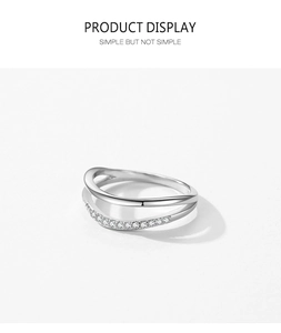 Detail view of a double-layered S925 silver ring featuring a sparkling pavé zircon band