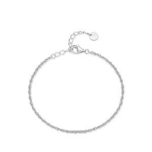 Bracelet Chaîne Corde Torsadée en Argent Sterling S925 pour Femme Minimaliste Ajustable Élégant Bijoux Empilables Cadeau Anniversaire