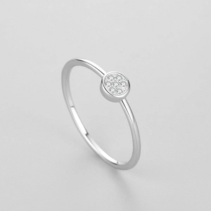 Minimalist S925 sterling silver ring with micro-paved round zircon stones for women