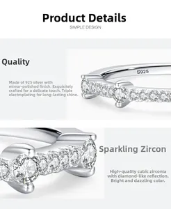 Detail of S925 sterling silver ring with cubic zirconia inlay and mirror polished finish