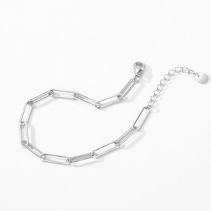 Elegant S925 sterling silver paperclip chain bracelet with adjustable lobster clasp