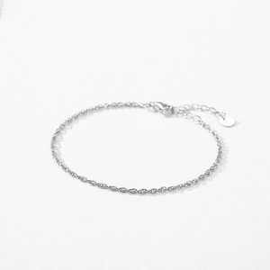 Bracelet torsadé en argent S925 minimaliste avec fermoir mousqueton et chaîne réglable