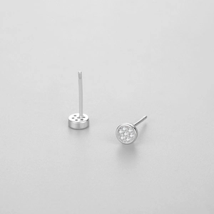 Minimalistische s925 Silber Ohrstecker rund mit Pavé-Besatz und Mikro-Fassung