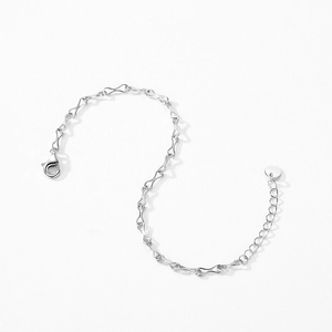 Minimalist S925 sterling silver infinity link bracelet with adjustable lobster clasp