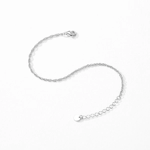 Bracelet chaîne torsadée en argent sterling S925 avec fermoir mousqueton et extension