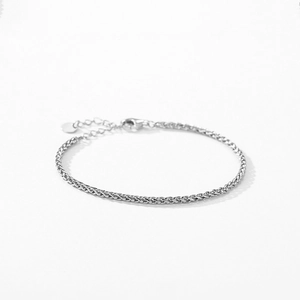 Elegant S925 sterling silver wheat chain bracelet with adjustable clasp for women