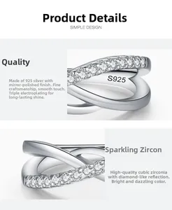 Detailed view of S925 silver cross ring featuring cubic zirconia and mirror polished finish
