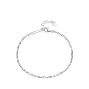 Minimalist 925 Sterling Silver Chain Link Bracelet For Women Ins Style Adjustable Geometric Personalized Plain Silver Jewelry