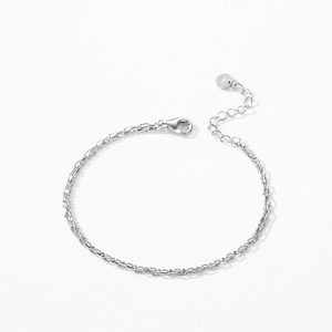 Double-layered 925 sterling silver chain bracelet with lobster clasp and adjustable link