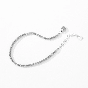 Minimalist S925 sterling silver wheat chain bracelet with adjustable lobster clasp closure