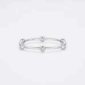 925 Sterling Silver Minimalist Zirconia Inlaid Stackable Ring For Women Japanese Korean Design Fashion Commute Jewelry Silver Ring