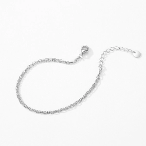 Minimalist S925 sterling silver double-layer chain bracelet with adjustable lobster clasp
