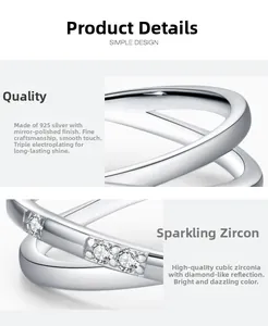 Macro detail of 925 sterling silver ring featuring cubic zirconia inlay and polished finish