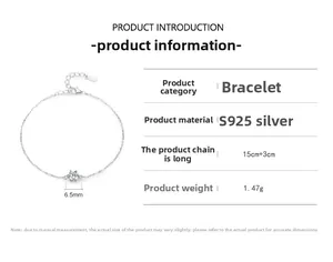 Detail of S925 sterling silver chain bracelet with 6.5mm six-claw cubic zirconia stone
