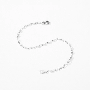 S925 sterling silver sequin link chain bracelet with adjustable lobster clasp closure