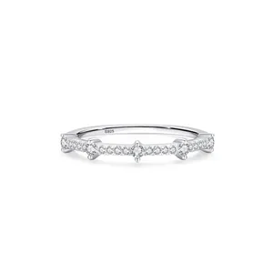 925 Sterling Silver Geometric Ring For Women Minimalist Micro Inlaid Zirconia Ring Elegant Thin Stackable Finger Jewelry Gift