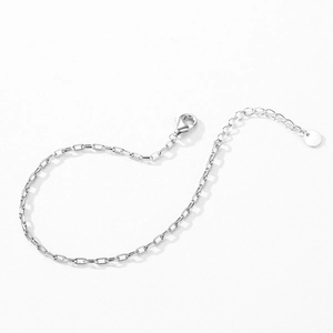 Minimalist 925 sterling silver chain bracelet with lobster clasp on white background