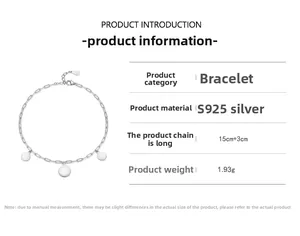 Detailspezifikationen für geometrisches S925 Silberarmband mit Maßen und Gewichtsangaben